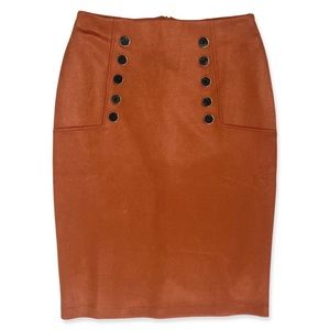 Luxe Faux Suede Midi Lined Skirt | New